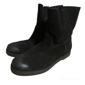 UGG Josefene Short Water Resistant Suede Boots Size US 7.5 In Black